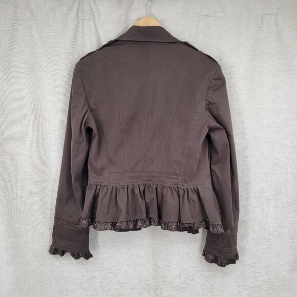 Italian Y2K Choclate Brown Ruffled Skirt and Blazer Set Steampunk Dark Academia - Picture 9 of 16